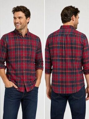 Tommy Hilfiger Classic Fit Plaid Button Down Shirt XL Red Blue Flannel Style